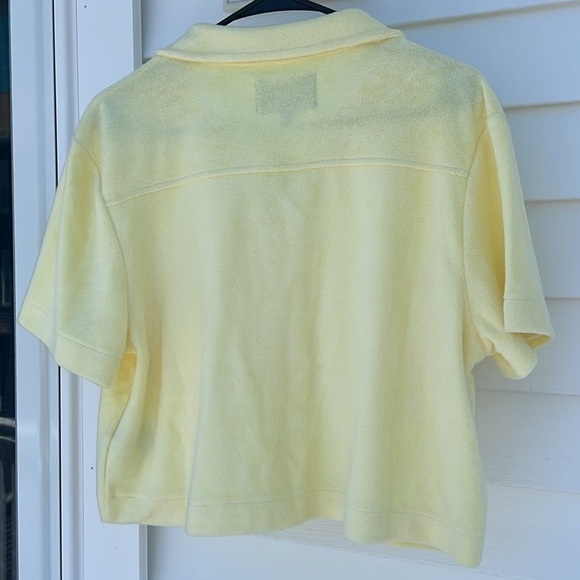 Yellow terry cloth UGG NWT cropped button down - Picture 2 of 5
